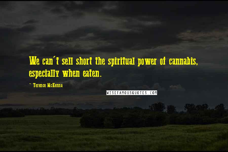 Terence McKenna Quotes: We can't sell short the spiritual power of cannabis, especially when eaten.