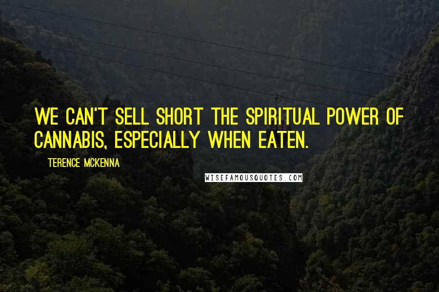 Terence McKenna Quotes: We can't sell short the spiritual power of cannabis, especially when eaten.