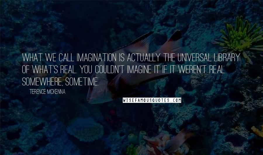 Terence McKenna Quotes: What we call imagination is actually the universal library of what's real. You couldn't imagine it if it weren't real somewhere, sometime.