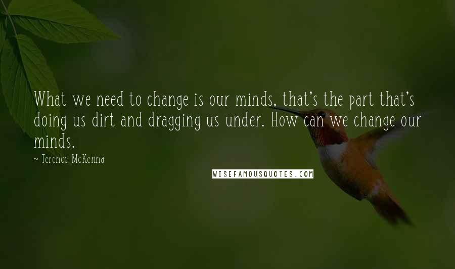 Terence McKenna Quotes: What we need to change is our minds, that's the part that's doing us dirt and dragging us under. How can we change our minds.