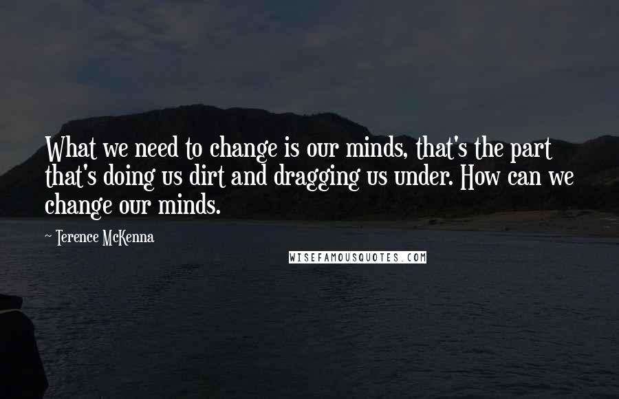 Terence McKenna Quotes: What we need to change is our minds, that's the part that's doing us dirt and dragging us under. How can we change our minds.