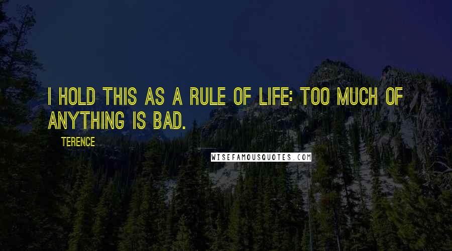Terence Quotes: I hold this as a rule of life: too much of anything is bad.