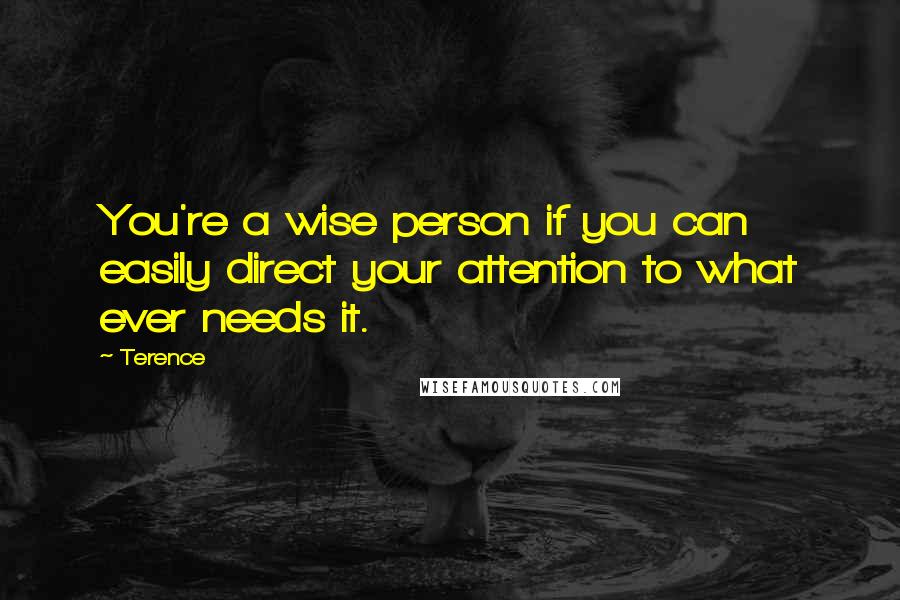 Terence Quotes: You're a wise person if you can easily direct your attention to what ever needs it.