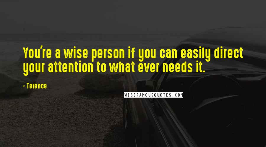 Terence Quotes: You're a wise person if you can easily direct your attention to what ever needs it.