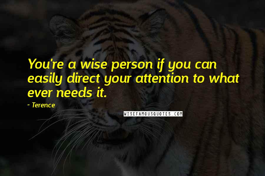 Terence Quotes: You're a wise person if you can easily direct your attention to what ever needs it.