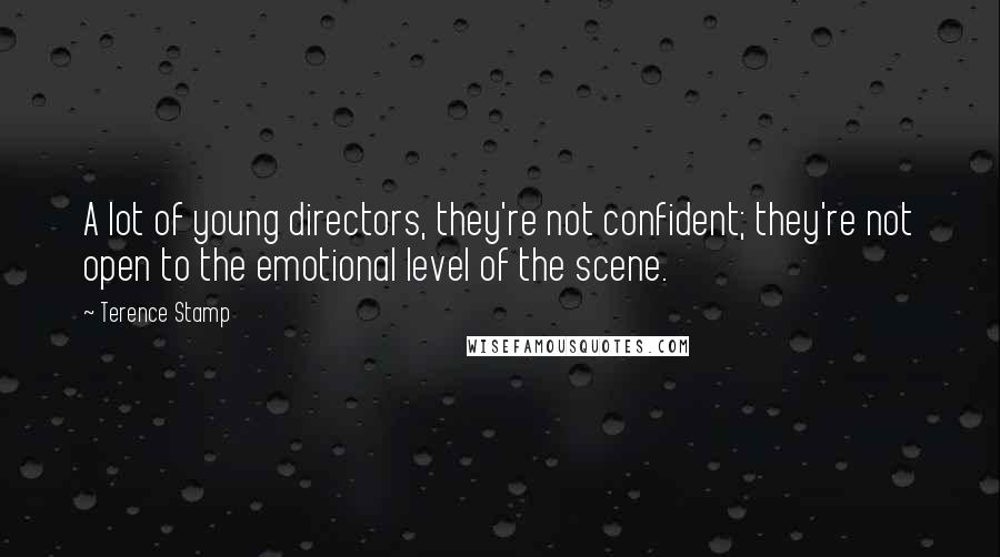 Terence Stamp Quotes: A lot of young directors, they're not confident; they're not open to the emotional level of the scene.