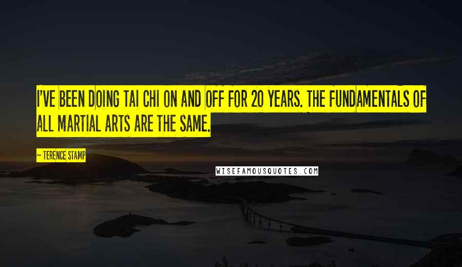 Terence Stamp Quotes: I've been doing Tai Chi on and off for 20 years. The fundamentals of all martial arts are the same.