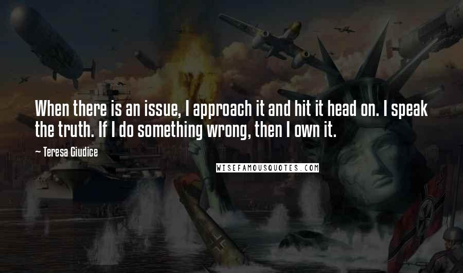 Teresa Giudice Quotes: When there is an issue, I approach it and hit it head on. I speak the truth. If I do something wrong, then I own it.