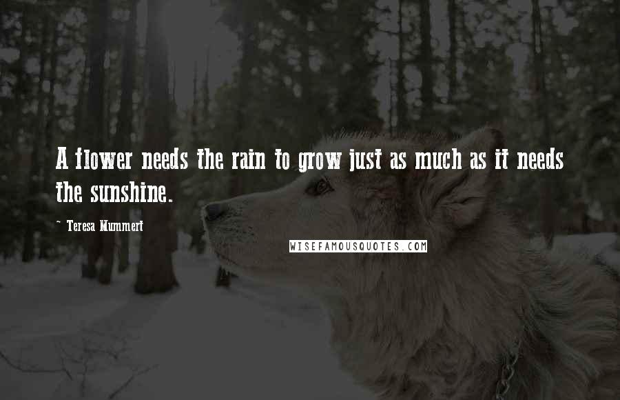 Teresa Mummert Quotes: A flower needs the rain to grow just as much as it needs the sunshine.