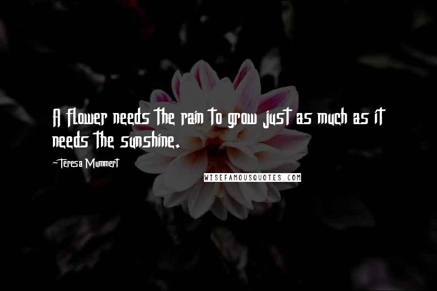 Teresa Mummert Quotes: A flower needs the rain to grow just as much as it needs the sunshine.