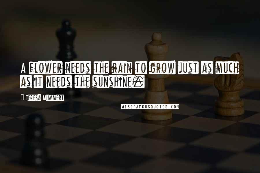 Teresa Mummert Quotes: A flower needs the rain to grow just as much as it needs the sunshine.