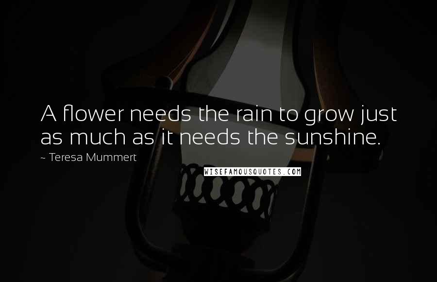 Teresa Mummert Quotes: A flower needs the rain to grow just as much as it needs the sunshine.