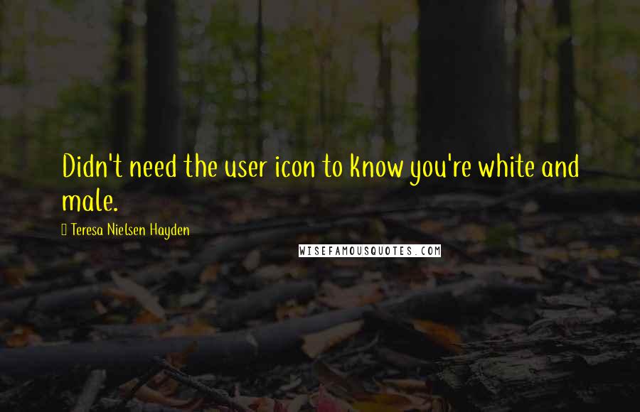 Teresa Nielsen Hayden Quotes: Didn't need the user icon to know you're white and male.