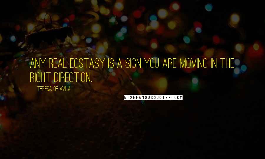Teresa Of Avila Quotes: Any real ecstasy is a sign you are moving in the right direction.