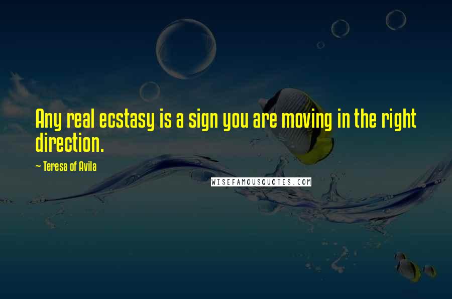 Teresa Of Avila Quotes: Any real ecstasy is a sign you are moving in the right direction.