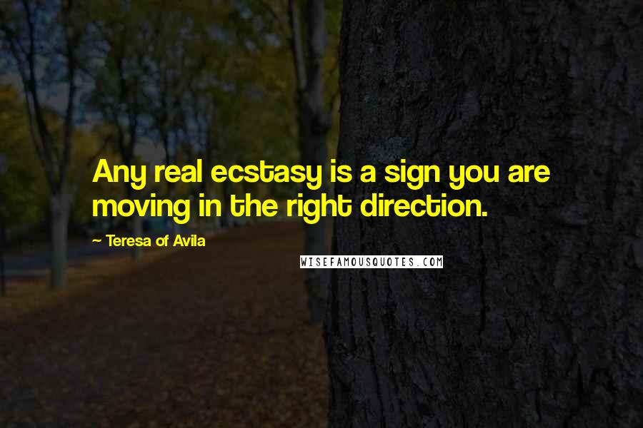 Teresa Of Avila Quotes: Any real ecstasy is a sign you are moving in the right direction.