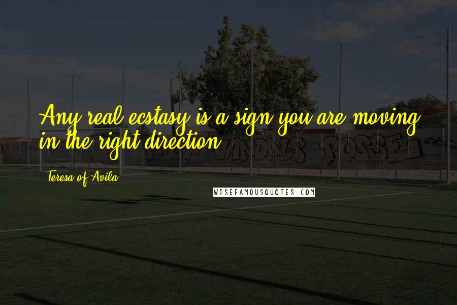 Teresa Of Avila Quotes: Any real ecstasy is a sign you are moving in the right direction.