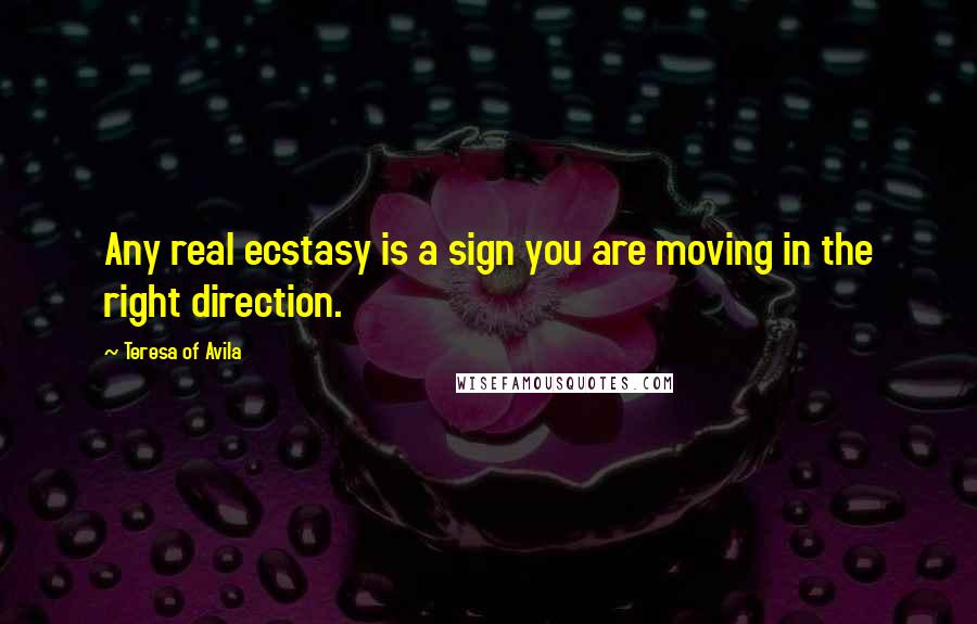 Teresa Of Avila Quotes: Any real ecstasy is a sign you are moving in the right direction.
