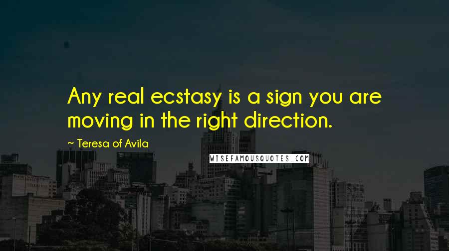 Teresa Of Avila Quotes: Any real ecstasy is a sign you are moving in the right direction.