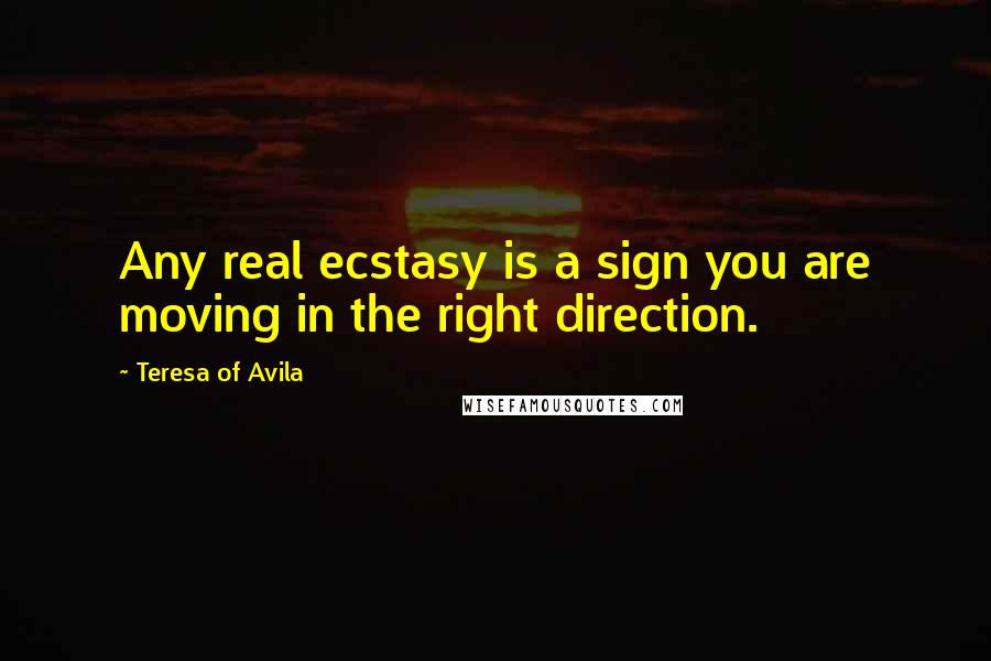 Teresa Of Avila Quotes: Any real ecstasy is a sign you are moving in the right direction.