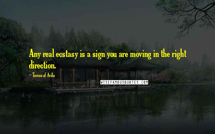 Teresa Of Avila Quotes: Any real ecstasy is a sign you are moving in the right direction.