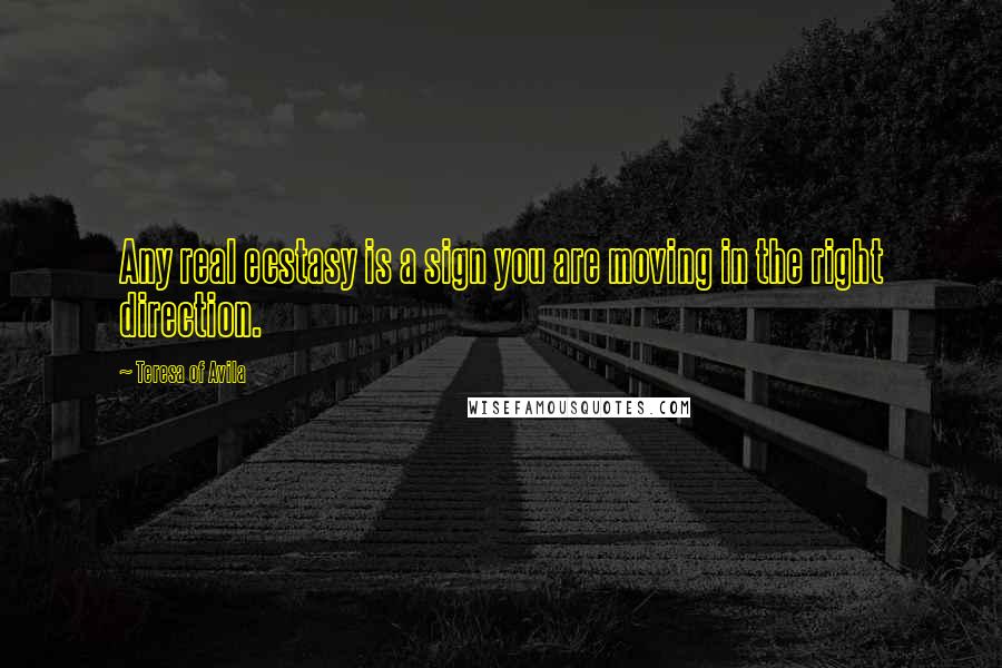 Teresa Of Avila Quotes: Any real ecstasy is a sign you are moving in the right direction.