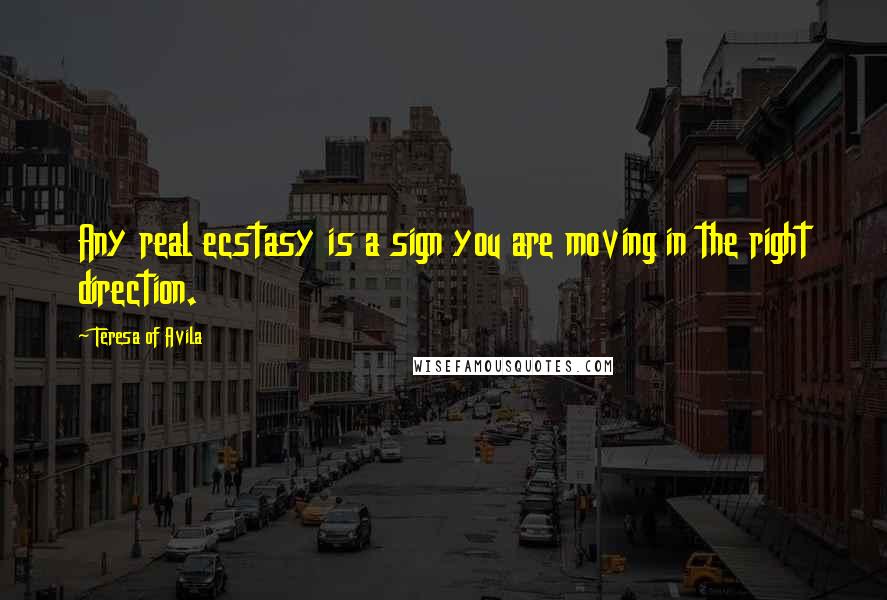 Teresa Of Avila Quotes: Any real ecstasy is a sign you are moving in the right direction.
