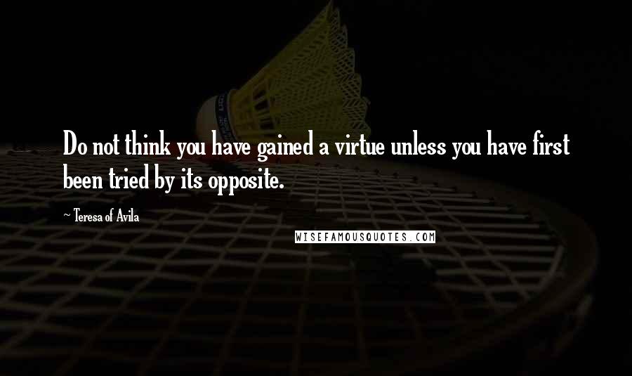 Teresa Of Avila Quotes: Do not think you have gained a virtue unless you have first been tried by its opposite.