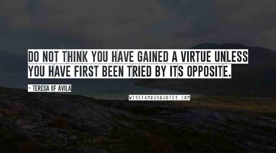 Teresa Of Avila Quotes: Do not think you have gained a virtue unless you have first been tried by its opposite.