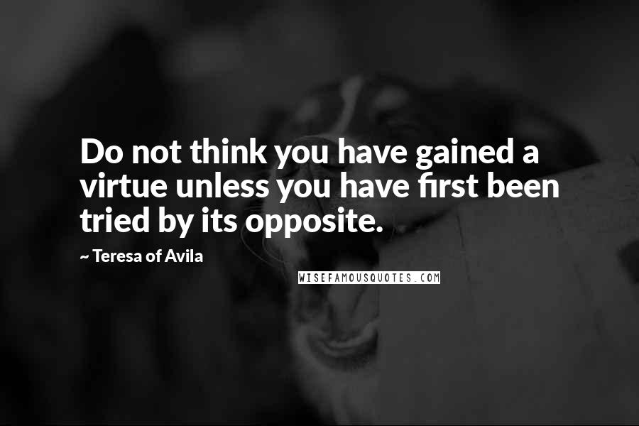 Teresa Of Avila Quotes: Do not think you have gained a virtue unless you have first been tried by its opposite.