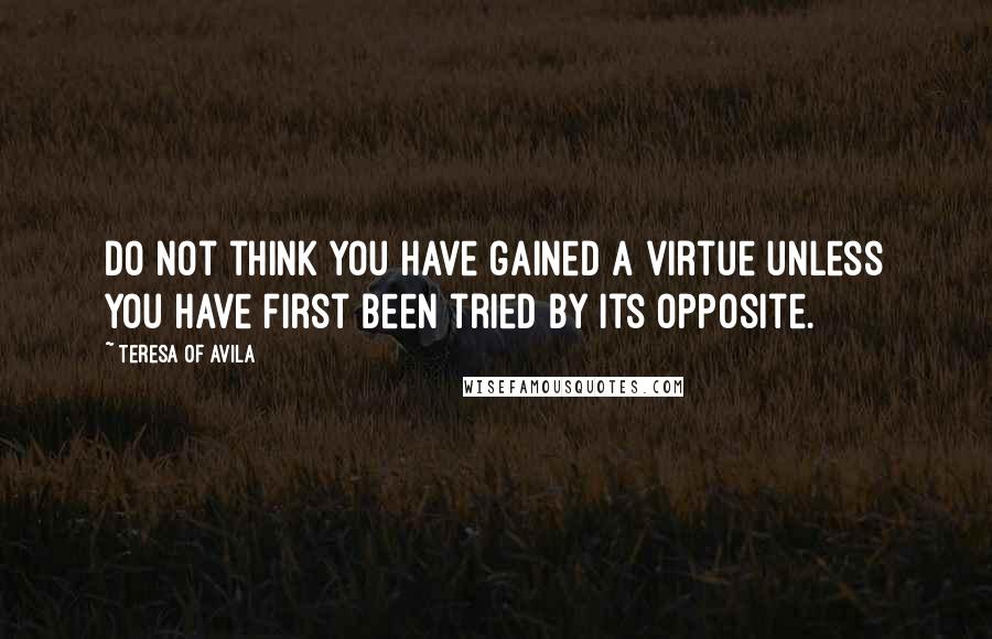 Teresa Of Avila Quotes: Do not think you have gained a virtue unless you have first been tried by its opposite.