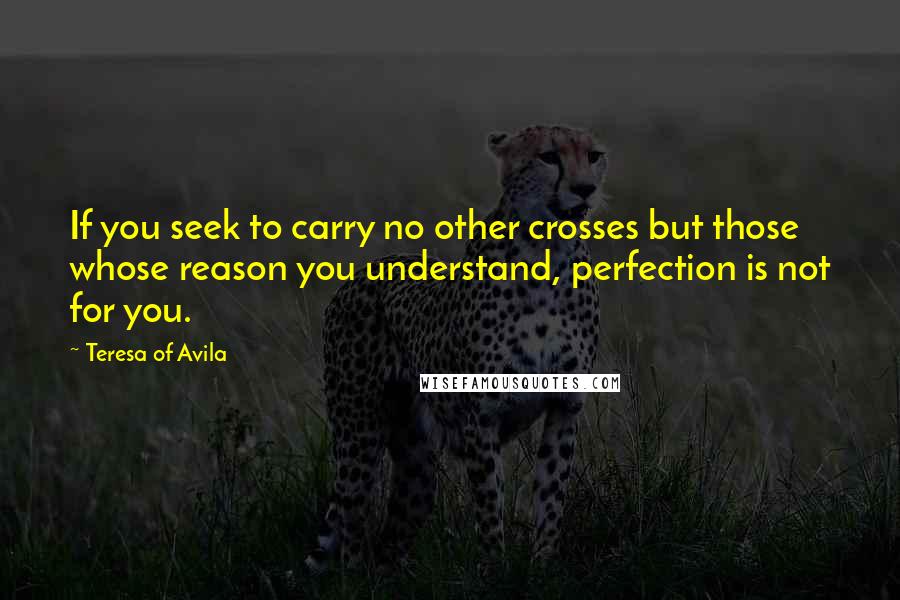 Teresa Of Avila Quotes: If you seek to carry no other crosses but those whose reason you understand, perfection is not for you.