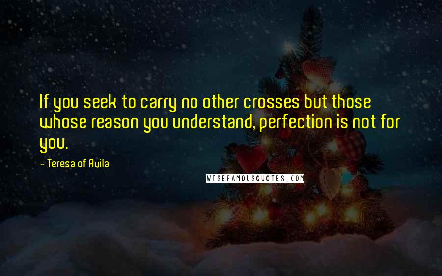 Teresa Of Avila Quotes: If you seek to carry no other crosses but those whose reason you understand, perfection is not for you.