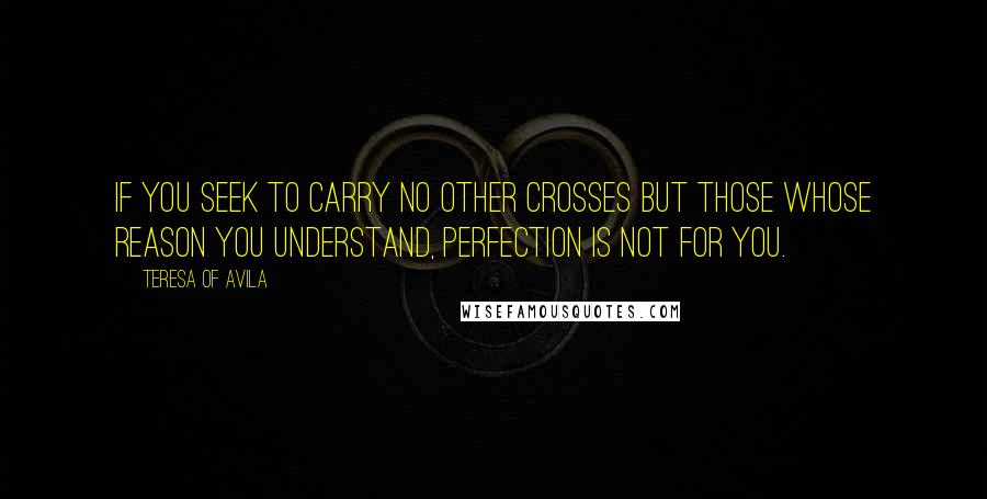 Teresa Of Avila Quotes: If you seek to carry no other crosses but those whose reason you understand, perfection is not for you.