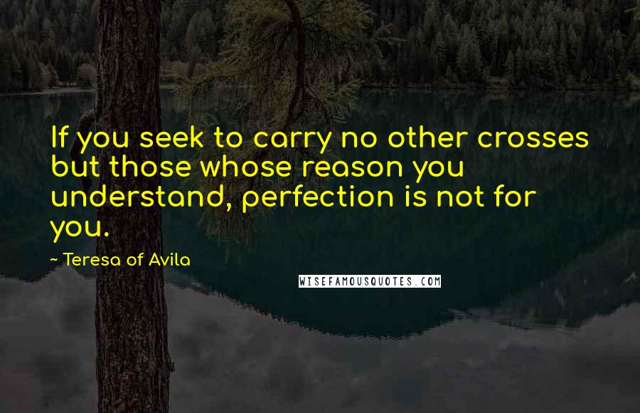 Teresa Of Avila Quotes: If you seek to carry no other crosses but those whose reason you understand, perfection is not for you.