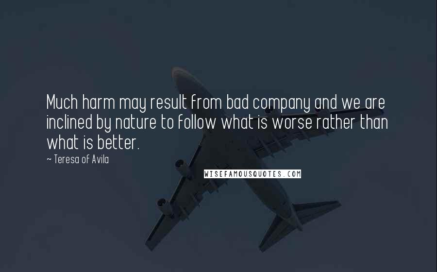 Teresa Of Avila Quotes: Much harm may result from bad company and we are inclined by nature to follow what is worse rather than what is better.