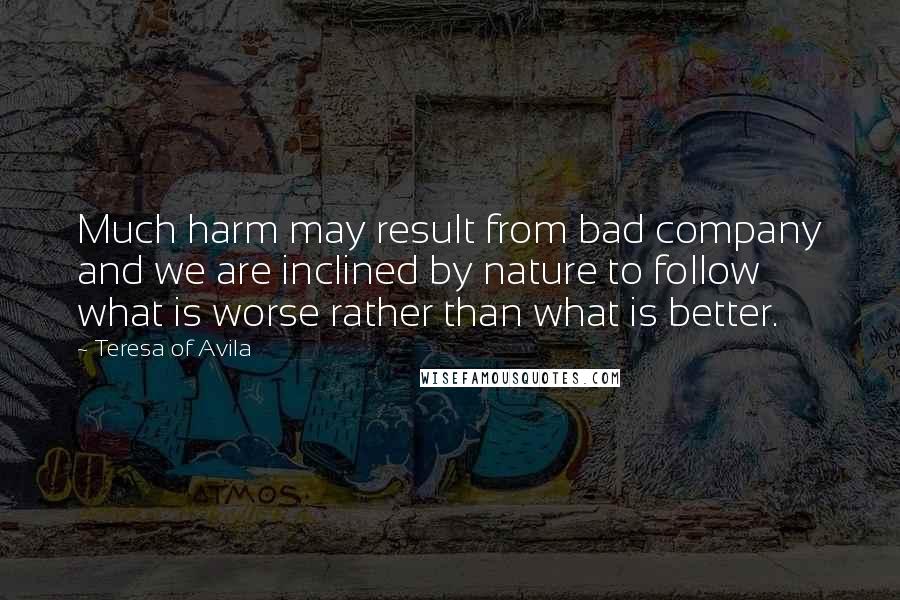 Teresa Of Avila Quotes: Much harm may result from bad company and we are inclined by nature to follow what is worse rather than what is better.