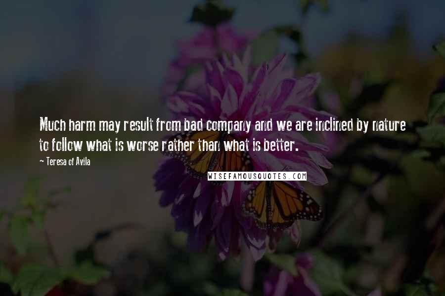 Teresa Of Avila Quotes: Much harm may result from bad company and we are inclined by nature to follow what is worse rather than what is better.