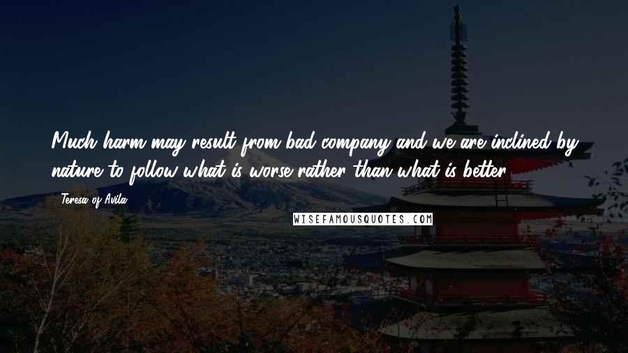 Teresa Of Avila Quotes: Much harm may result from bad company and we are inclined by nature to follow what is worse rather than what is better.