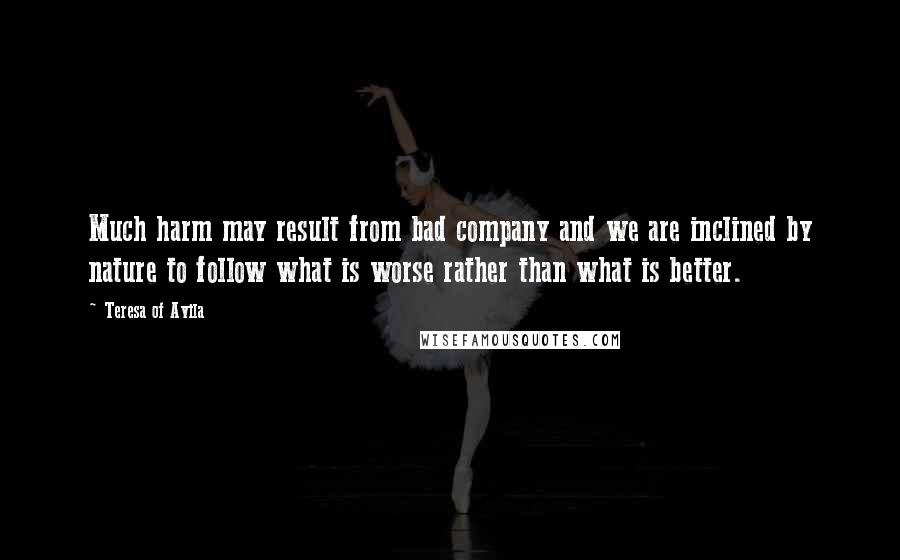 Teresa Of Avila Quotes: Much harm may result from bad company and we are inclined by nature to follow what is worse rather than what is better.