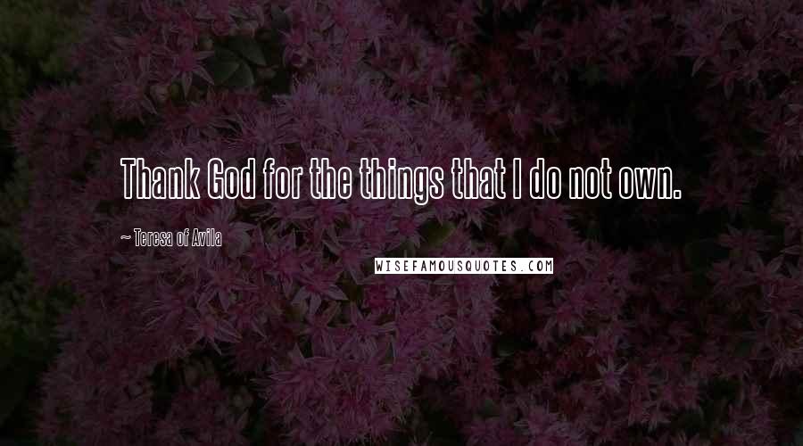 Teresa Of Avila Quotes: Thank God for the things that I do not own.