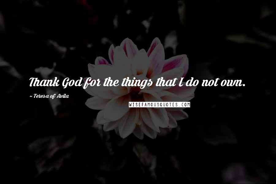 Teresa Of Avila Quotes: Thank God for the things that I do not own.