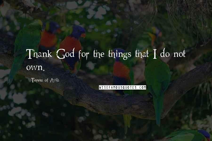 Teresa Of Avila Quotes: Thank God for the things that I do not own.