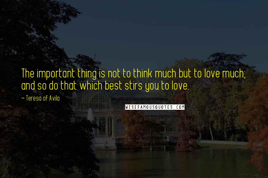 Teresa Of Avila Quotes: The important thing is not to think much but to love much; and so do that which best stirs you to love.