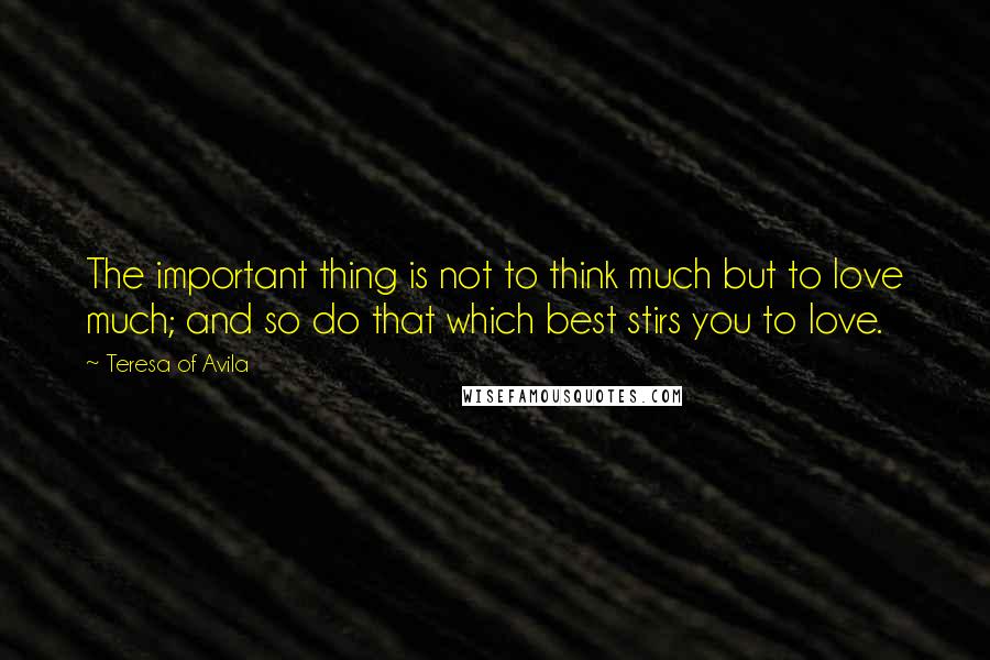 Teresa Of Avila Quotes: The important thing is not to think much but to love much; and so do that which best stirs you to love.