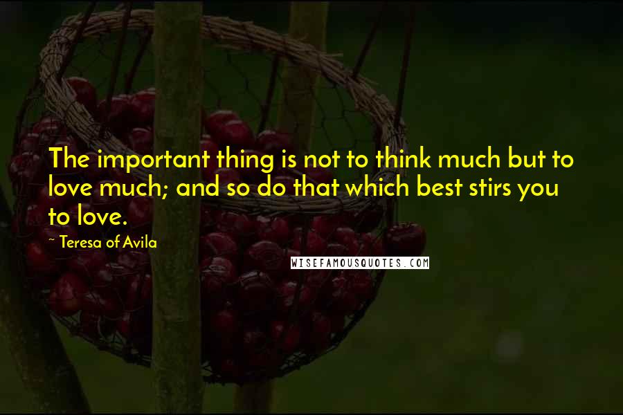 Teresa Of Avila Quotes: The important thing is not to think much but to love much; and so do that which best stirs you to love.