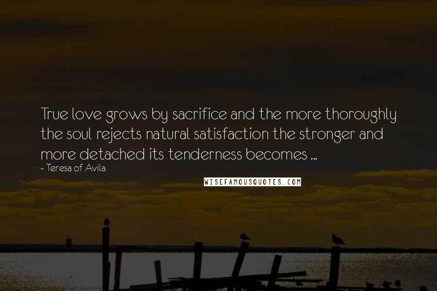 Teresa Of Avila Quotes: True love grows by sacrifice and the more thoroughly the soul rejects natural satisfaction the stronger and more detached its tenderness becomes ...