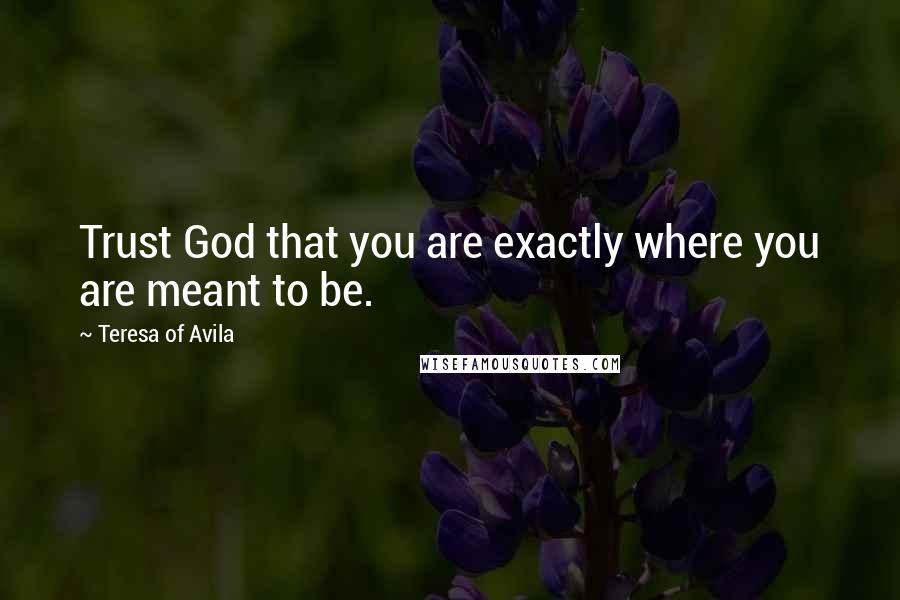 Teresa Of Avila Quotes: Trust God that you are exactly where you are meant to be.