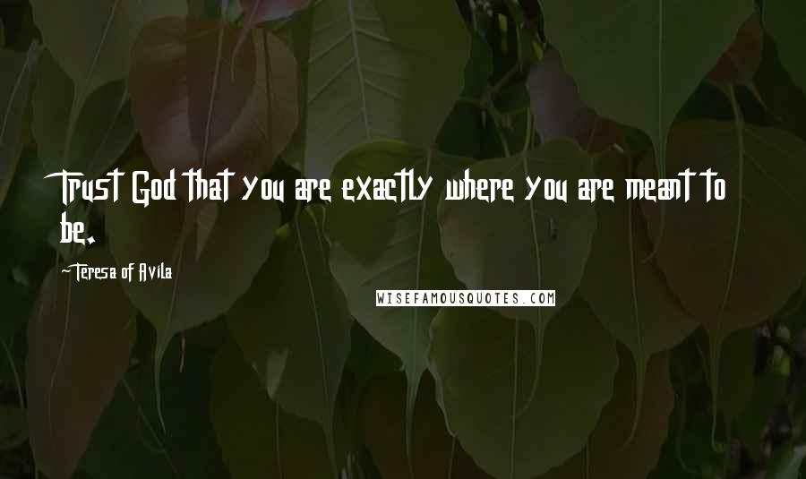 Teresa Of Avila Quotes: Trust God that you are exactly where you are meant to be.