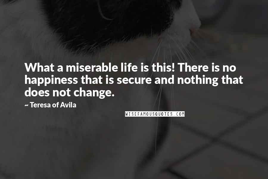 Teresa Of Avila Quotes: What a miserable life is this! There is no happiness that is secure and nothing that does not change.